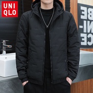 617Uniqlo M-5XL Autumn and Winter New Cotton Jacket Mens Long Sleeve Hooded Thick Jacket Windproof W