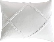 Peri Home Chenille Lattice 100% Cotton Solid Color Pillow Sham, King Size, 20W x 36L, White