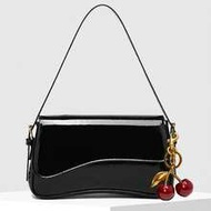 1pc PU Leather Women's Shoulder Bag, Burgundy Square Bag, Versatile Patent Leather Small Bag, Y2K Ba