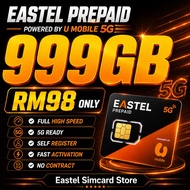 Eastel Prepaid 5G 999GB Full High Speed Umobile Prepaid Ultra 5G Self Register Eastel Simcard