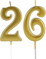 62nd & 26th Number Birthday Candles for Cake Topper, Number 62 26 Glitter Premium Candle Party Anniv