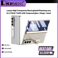 Luxury High Transparent Electroplated Phantong case for Z FOLD 7 fold7 with Tempered glass / Hinge /