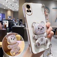 Casing Case OPPO Reno 10 5G OPPO Reno 10 Pro 5g OPPO Reno 10 Pro Plus Carrying a bear phone case with a crossbody strap and a hanging rope
