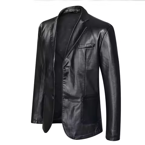 New Fashion Leather Jackets Men's Jacket Button Outwear Men's Coats 2025 Spring Autumn PU Jacket Coa