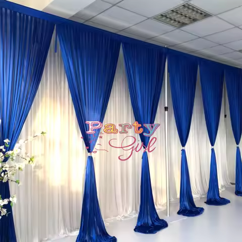 3x6m Royal Blue Ice Silk Backdrop Curtain Swag Drapery Stage Background For Wedding Event Party Deco