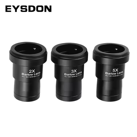 EYSDON 1.25 Inch 2x/ 3x/ 5x Telescope Barlow Lens Metal Fully Coated Focal Length Extender With M42