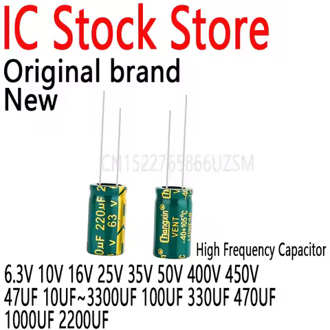 20PCS~500PCS High Frequency Capacitor 6.3V 10V 16V 25V 35V 50V 400V 450V 47UF 10UF~3300UF 100UF 220U