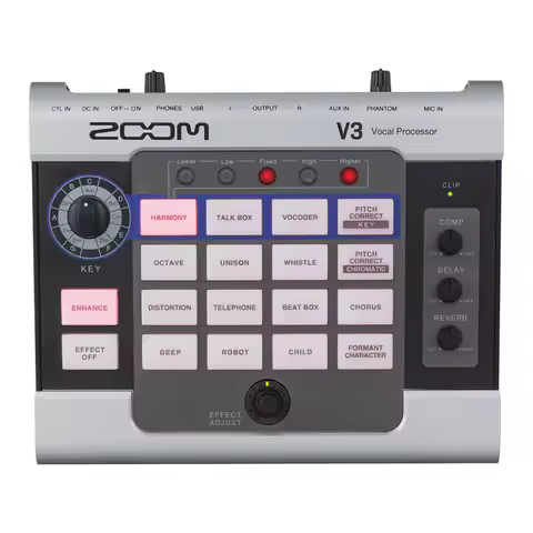 ZOOM V3 Vocal Processor for Streaming & Live Performance with Harmony, Pitch Correction, Reverb & De