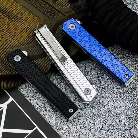 Lightweight EDC Outdoor Pocket Folding Knife Tanto Blade 420 Steel Handle Everyday Portable Camping 