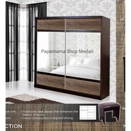 Lemari Pakaian Jumbo 2pintu Sliding - Lemari Sliding Kayu 2p tipe Emilia minimalis - Medan