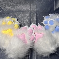 VBUJE Kigurumi Fursuit Paws 1คู่การ์ตูนถุงมือแมว Paws เครื่องแต่งกายขนปุยสัตว์นิ้วฤดูหนาวอบอุ่นถุงมื