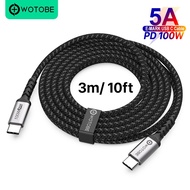 HOT weime428 - / USB C to USB C Cable 3m 100W WOTOBE Long 10ft USB Type C 5A E Mark Fast Charging Nylon Braided Cord Compatible MacBook Pro iPad
