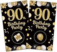32 Pack Black Gold 90th Birthday Theme Scratch Off Cards - Happy 90th Birthday - Christmas Anniversa