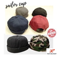 Topi Sailor Cap Brimless Hat Caps Docker Hat pure Vintage Melon with Iron Label