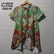 BLUS/BLOUSE WANITA IMPORT. BAHAN SIFON MOTIF ABSTRAK BRAND YUE SHANG YI