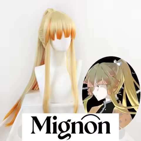 Demon Slayer Adult My Wife Zenitsu Cosplay Wig, Female Version with Snap Clips & White Bow