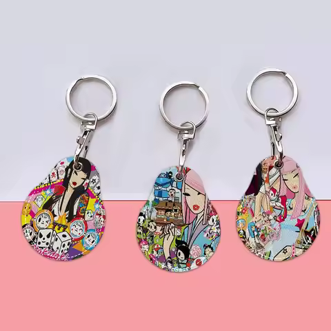 Kawaii T-Tokidoki Keyring Leather Access Card Holder Keychain Community Water Drop Proximity Card Pr