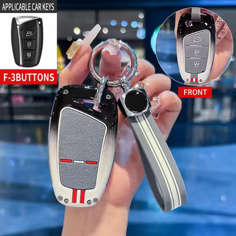 Car Remote Control Key Case Holder Cover Chain For Hyundai Grandeur HG Sedan Genesis G80 Santa Fe 3D
