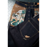 "Pinion Machanu" (MACCHANU) 22oz Indigo x Black A Heavy Denim Jeans That Are Not Just Fierce But The