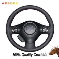 Hand-stitched Black Genuine Leather Steering Wheel Cover for Subaru Forester 2008-2012 Impreza 2008-