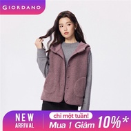 GIORDANO Women Vests Teddy Fleece Hoodie Vests Fleece-lining Button Closure Warm Fashion Casual Slee