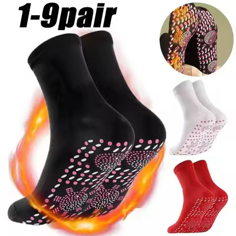1-9Pairs Tourmaline Slimming Health Sock Winter Elastic Thermal Self-Heating Sock Health Care Socks 