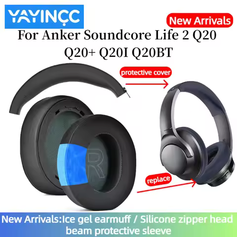YAYINCC Replacement Earpads Mesh/ Ice gel / Leather Ear Cushion With buckle for Anker Soundcore Life