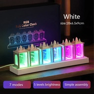 Cyberpunk Nixie Tube Clock ไฟกลางคืน RGB หลอดเรืองแสงนาฬิกาไม้ LED โคมไฟตั้งโต๊ะนาฬิกาปลุกดิจิตอลโคม