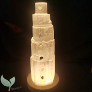 7 Chakra Selenite Skyscraper Tower Lamp7 Chakra Stones ติดอยู่กับ Selenite TowerHealing & Calming Ef