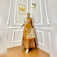 Gamis twill pekalongan terbaru / motif Mayang sari / saku kanan / tali samping / cap malaman