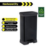 Deco Pedal Bin Rectangle 50L Black