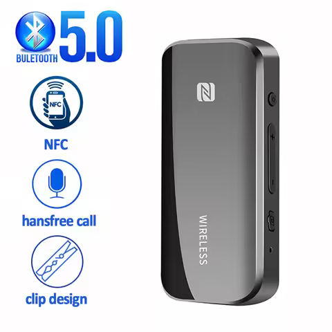 Bluetooth 5.0 Transmitter Receiver NFC TF Card EDR Wireless Adapter Dongle 3.5mm AUX for TV PC Headp