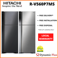 [BULKY] Hitachi R-V560P7MS 2 Doors Top Freezer Fridge 450L FREE 1.0L MICOM Rice Cooker - RZ-PMA10Y (worth $159)