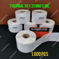 Thermal BARCODE STICKED Label STICKER 50*35MM - 50 X 35 mm - 50x35 mm 1 Line 1,000 Label