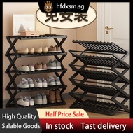 [48H Shipping]Household Multi-Layer Large Capacity Shoe Rack Storage Folding Simple Shoe Rack Thickened Installation-Free Bamboo Storage Rack 98OO