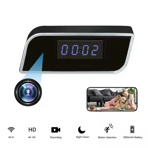 4K Smart Clock Camera with WiFi, Motion Detection, Night Vision, Remote Viewing, SD Card Storage – H