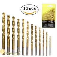 WISDOM Twist Drill Bit, Titanium Plated High-Speed Steel HSS Bit, Straight Handle Boxed Drill Bit