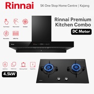 (VALUE Combo) RINNAI Hood Hob Combo Set | RH-C1159-PBW | RB-27HG | DC Motor | Tempered Glass | 4.5kw