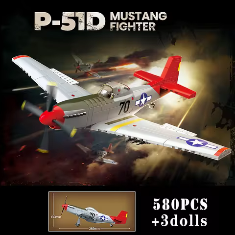 WWII Military Aircraft Building Blocks: P51 Mustang & Spitfire Model Kits, La7 Yak1B BF109E Collecti