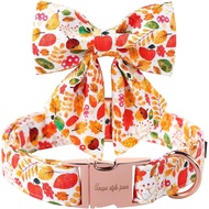 Unique Style Paws Thanksgiving Day Collar with Bowtie Fruit Leaf Flower Fruit Durable Cute Cotton Do