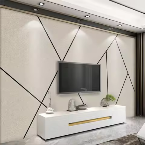 Nordic Minimalist Custom 3D Mural Wallpaper Abstract Geometric Line Square Design Light Luxury Perso