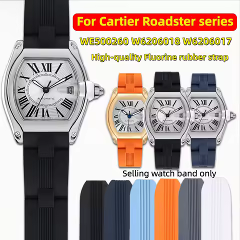 For Cartier Roadster series 19mm Watch Strap Men fluorine rubber bracelet Watch Band with Quick-rele