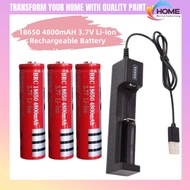 COD Ready Stock Rechargeable Battery 18650 4800mAh 3.7V USB Charger + Rechargeable Battery for Laser