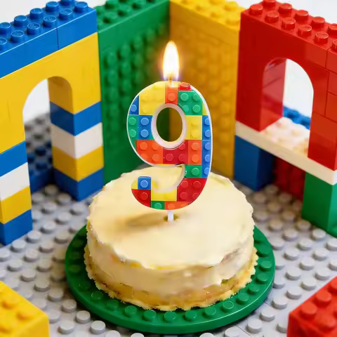 Legoing Amine Buildin BlockCandle Number 0-9 Candle Cake Decoration Birthday Party for Kids Baby Sho