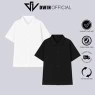 DWIN men's and women's short-sleeved shirt made of high-quality basic unisex wrinkle-free embossed f