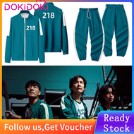 Dokidoki Squid Game Cosplay Costumes Blue Jacket Pants Set Round Six PARK HAE SOO 218 Role Play Cost