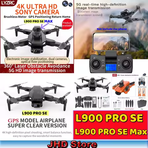 JHD L900 Pro SE MAX GPS Drone 4K Professional Dual HD Camera 5G WIFI 360° Obstacle Avoidance Brushle