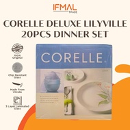 (Ready Stock) Corelle Deluxe LilyVille 20pc Dinner Set | Tableware Set Pinggan Mangkuk Corelle