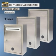 MAINAUSHUI6W Letter Box, Stainless Steel Waterproof Mailbox, Creative 3 Sizes with Locks Ballot Box 
