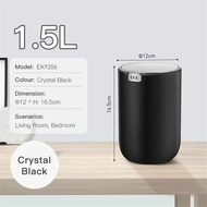EKO Fandy Table Dustbin Mini Desk Trash Can with Swing-Top Lid 1.5L Small Table Round